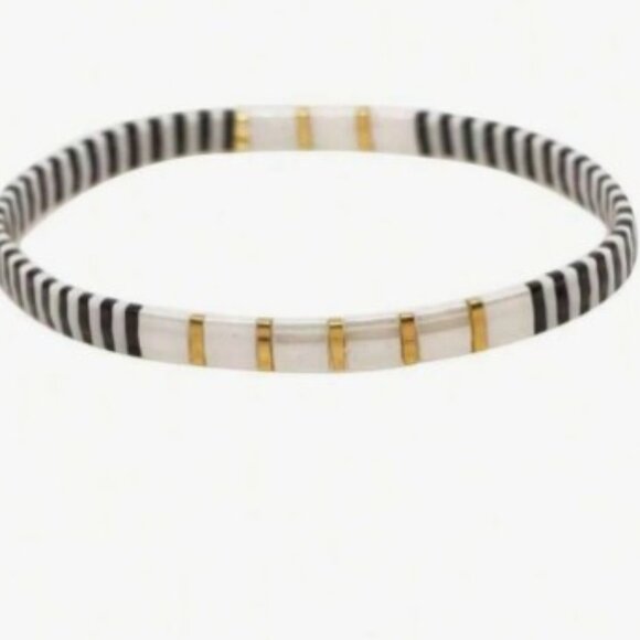 BW Beaded Chicklet Bracelet Tila beads / Bracelet perles de Tila élastique - Picture 1 of 4